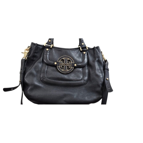 TORY BURCH AMANDA COGNAC PEBBLED LEATHER CROSSBODY HOBO TOTE BAG PURSE - Picture 5 of 16